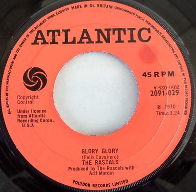 Disco de 7 pulgadas RASCALS - Glory Glory 2091029 Atlantic 1970 UK Rock Usado