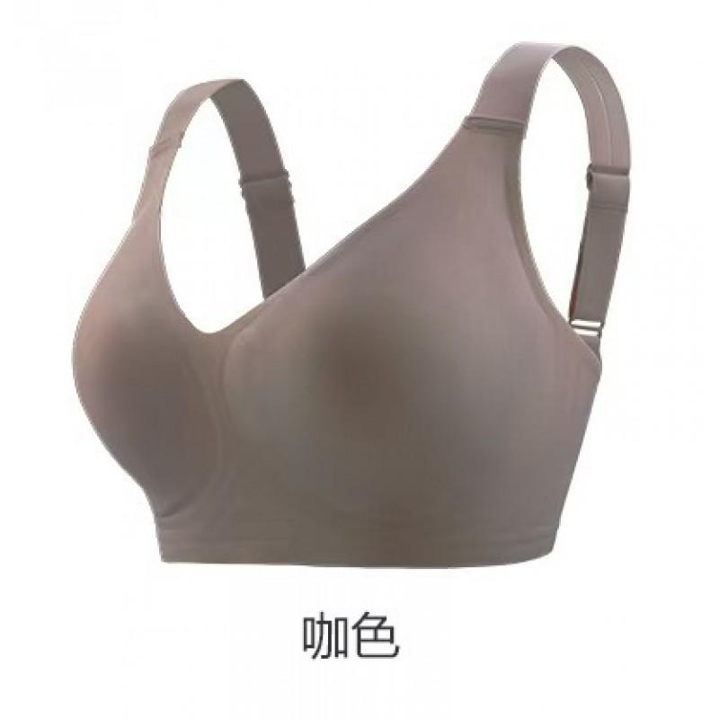 Plus Size Deep V Wirefree Bra Women Seamless Breathable Push-Up Thin Jelly Cup C-F Full Coverage Comfort