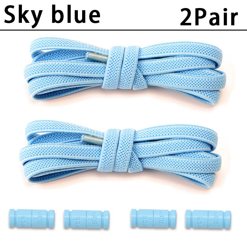 2Pair New Colorful Capsule Lock Shoelaces Without Ties Elastic Laces Sneakers No Tie Shoe Laces Kids Adult 0.6cm Flat Shoelace