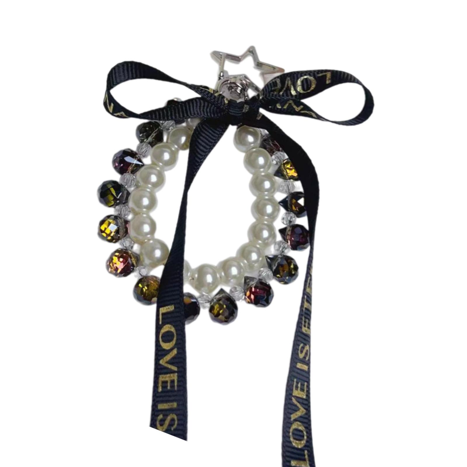 

Многофункциональный брелок из бисера, кулон, стильная сумка, Очаровательная сумка с бантом из бисера, кулон, стильное украшение для ключей на каждый день чёрный