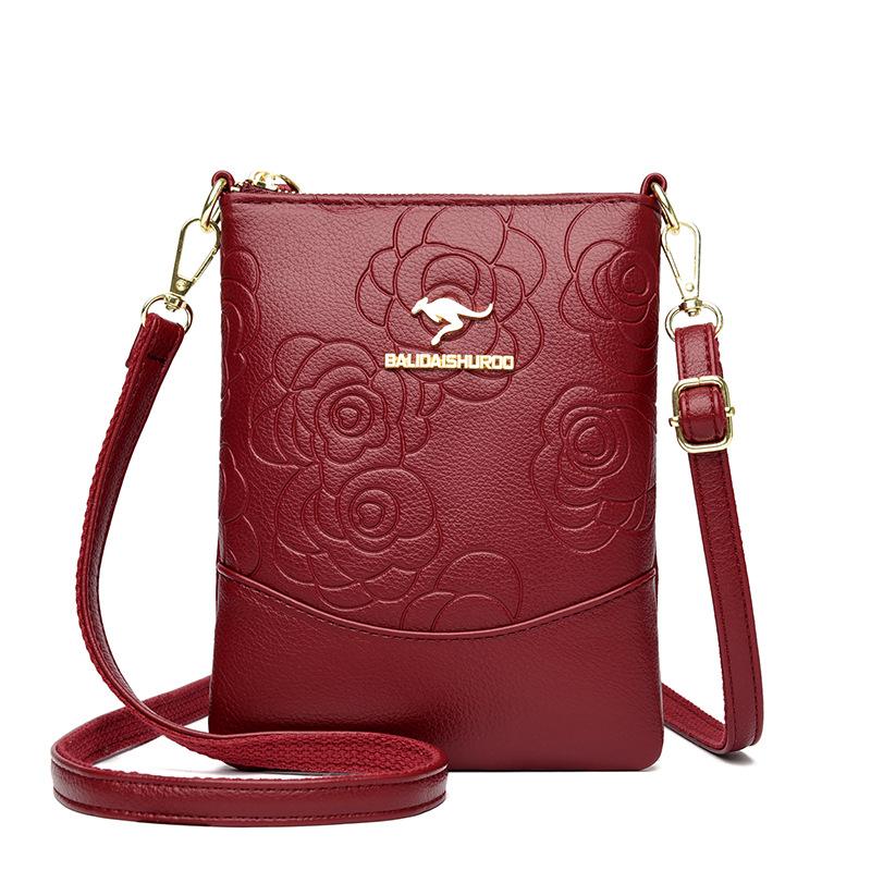 Multi-layer Large-capacity Single-shoulder Bag Rose Embossed Fashionable and Simple Crossbody Bag