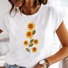 (Asian Size) Flower Lovely Floral 90s Lady Female Top Printed Clothing Casual T Shirt Fashion Graphic Short Sleeve T-shirts Women Tee