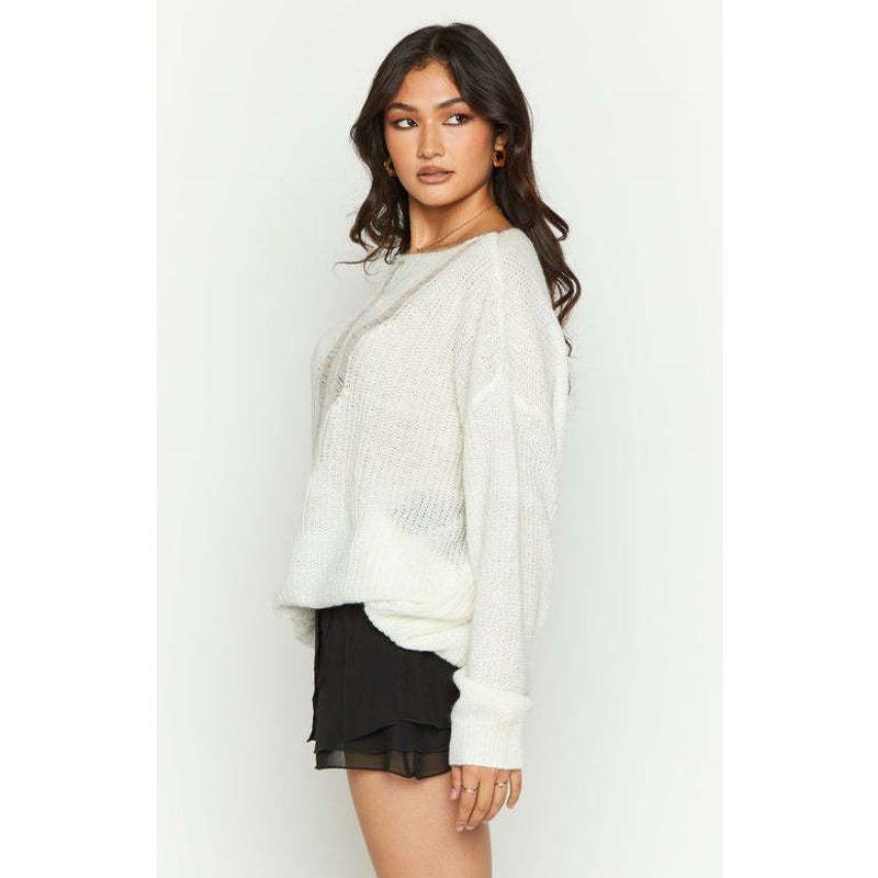 Fall and Winter European and American Women's Clothing Personality Hollow out Strapless round Neck Long Sleeves Loose Casual Sweater Tops Women