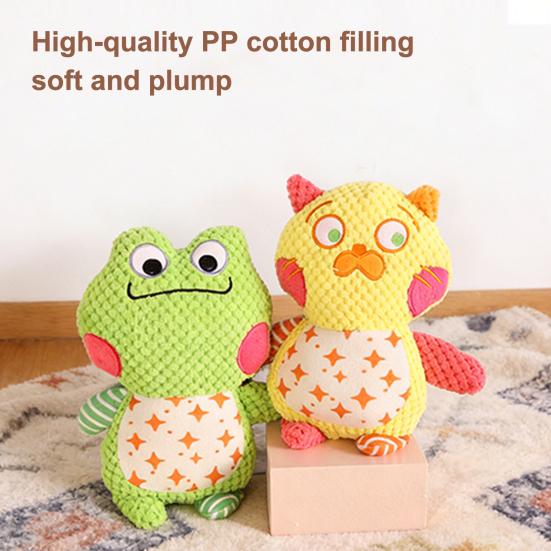 Yousheng Plush Animal Dog Chew Toy Boredom Stress Relief Squeaky Frog Cat Rabbit Plushie Bite Resistant Dog Teething Cleaning Interactive Animal