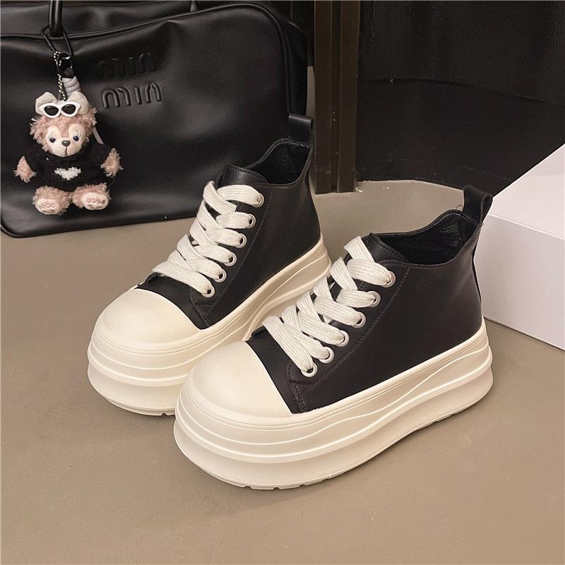 Big head trend increases thick-soled high-top shoes for women's 2025 autumn new casual versatile muffin bread shoes