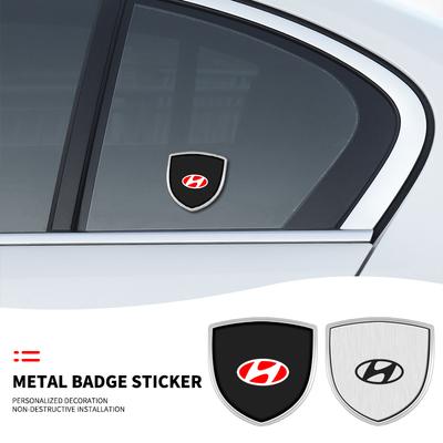 3D Metal Shield Emblem Car Window Body Side Badge Stickers For Hyundai Tucson IX35 I30 I20 Kona Coupe Veloster I40 Getz RR77