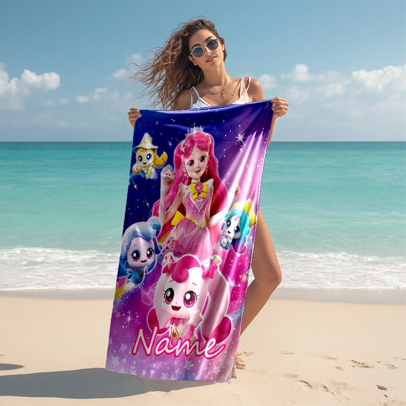 Personalized customized proof beach towel with Catch! Teenieping pattern - soft, absorbent, quick-drying, perfect swimming, camping&bathing