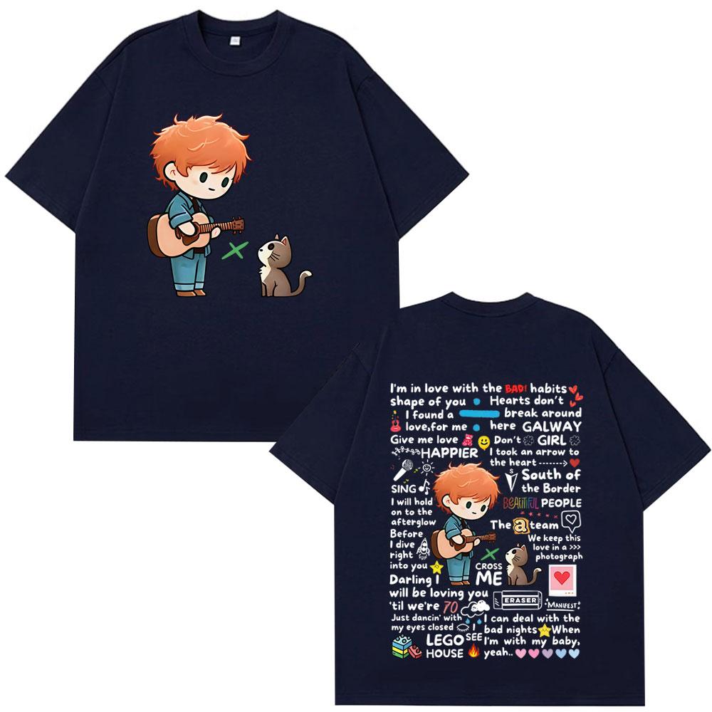 Vintage Tshirt Ed Sheeran European Tour 2025 Graffiti Pattern T Shirt Unisex Unisex Cotton Short Sleeve Oversized Fashion Tshirts