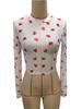 Spring Elegant Special Mesh Print Love Round Neck Long-sleeved T-shirt Slim Tops Women Versatile Closet Essential Fashion Items Shirt