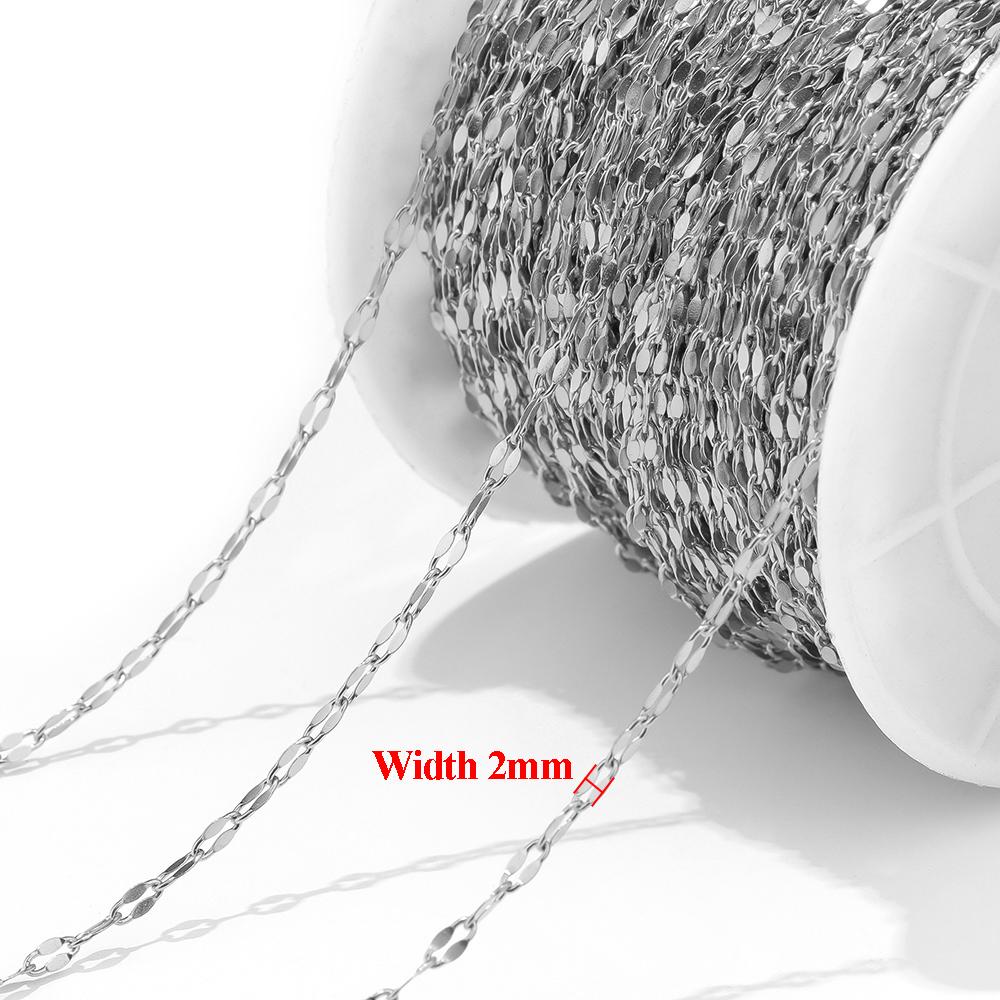 2 Meters Stainless Steel Gold Flat Oval Filled Cable Chains for DIY Necklace Making Jewelry Making Findings Bracelet Supplies