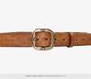 Unisex Handmade Retro Genuine Leather Belt with Solid Copper Pin Buckle