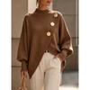 HNXC Women's  Long Sleeve Mock Neck Asymmetric Sweater Fashion Casual Autumn Winter Loose Sweaters Classic Exquisite