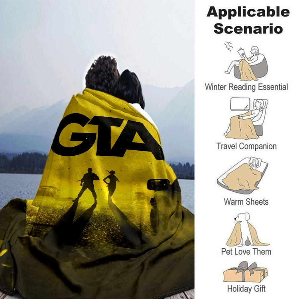 1pc Grand Theft Auto Soft Flannel Blanket with Designer Print - A Cozy Blanket for All Seasons, Perfect for the Couch, Bed, officeB22