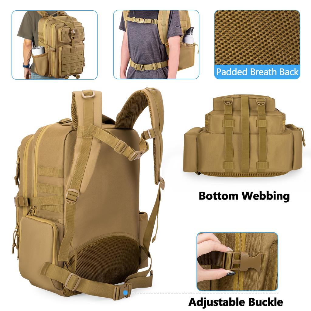 Damero First Aid Backpack Medical Backpack MOLLE Tactical Backpack with Straps for Outdoor Camping Hiking Khaki Y-shaped (Bag Only)