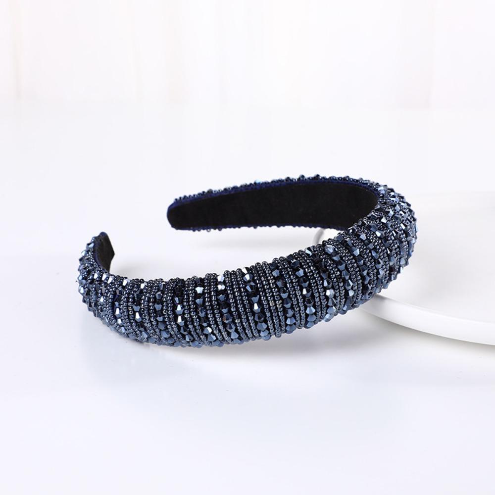 Fashion Shiny Crystal Beaded Headband Rhinestone Handmade Wide Headbands Baroque Gem Hair Hoop Hair Accessories