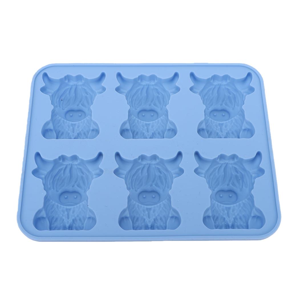 6 Cavity Mini Highland Cow Ice Cube Mold Silicone Reusable 3D Ice Tray for Whiskey Cocktail Beer
