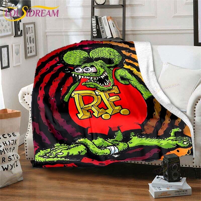Rat Fink Blanket Throw Blanket Couch Quilt Cover Travel Bedding Throw Blanket Flannel Blanket Bedspread Blankets for Beds