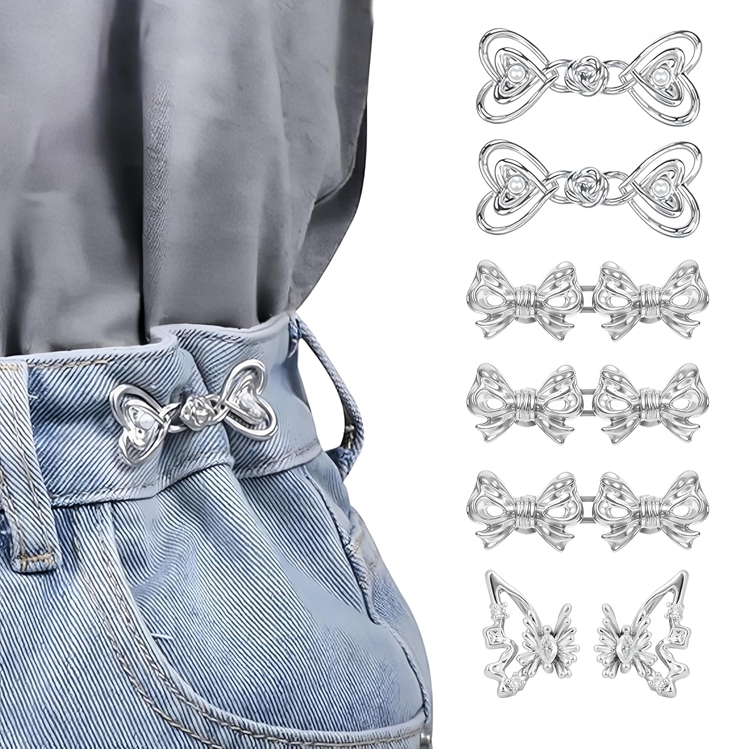 6 Наборов Регулируемых Зажимов-Утяжек для Талии Брюк для Женщин - Зажим-Утяжка для Талии Джинсов Без Шитья Инструментов Наборы Пряжек для Талии Декоративный Регулятор Брюк P для Modern