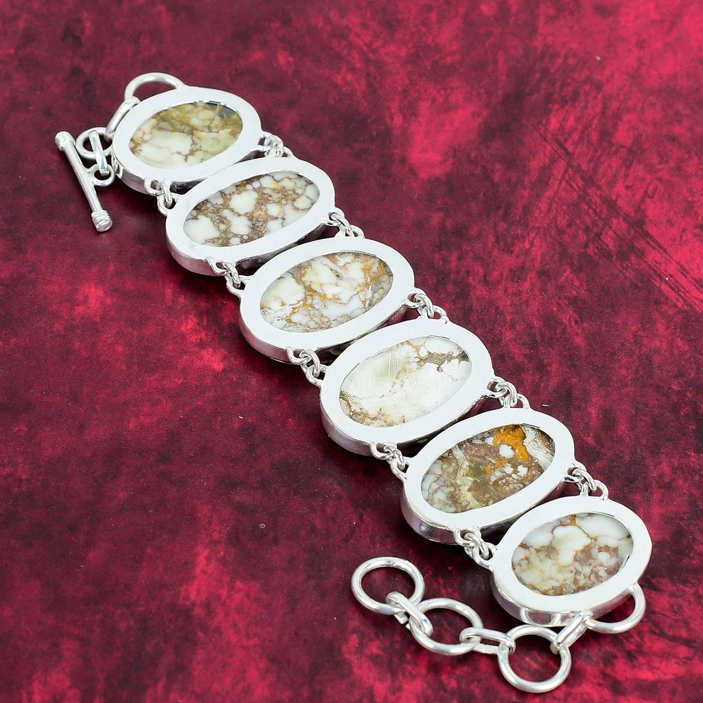 Magnesite/Wild Horse Bracelet Jewelry, Unique Gemstone 925 Solid Sterling Silver Jewelry, Magnesite/ Wild Horse Handmade Bracelet Adjustable Jewelry