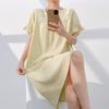 Princess style pajamas women's spring and summer new cloud cotton yarn-dyed lattice short-sleeved sweet nightdress loungewear with chest pad