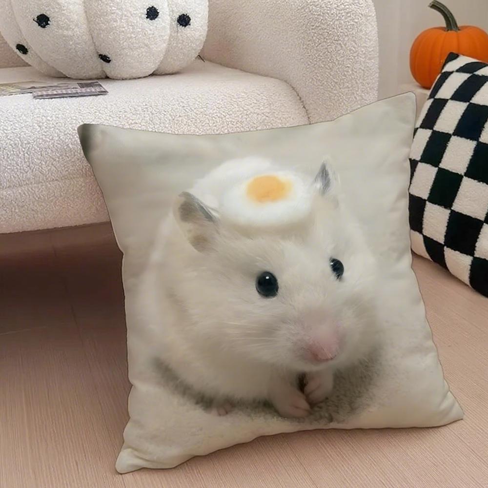 Hilarious Funny Hamster Meme Cute Art Cushion Cover Throw Pillow Cover Hidden Button Durable Polyester Chair Cushion
