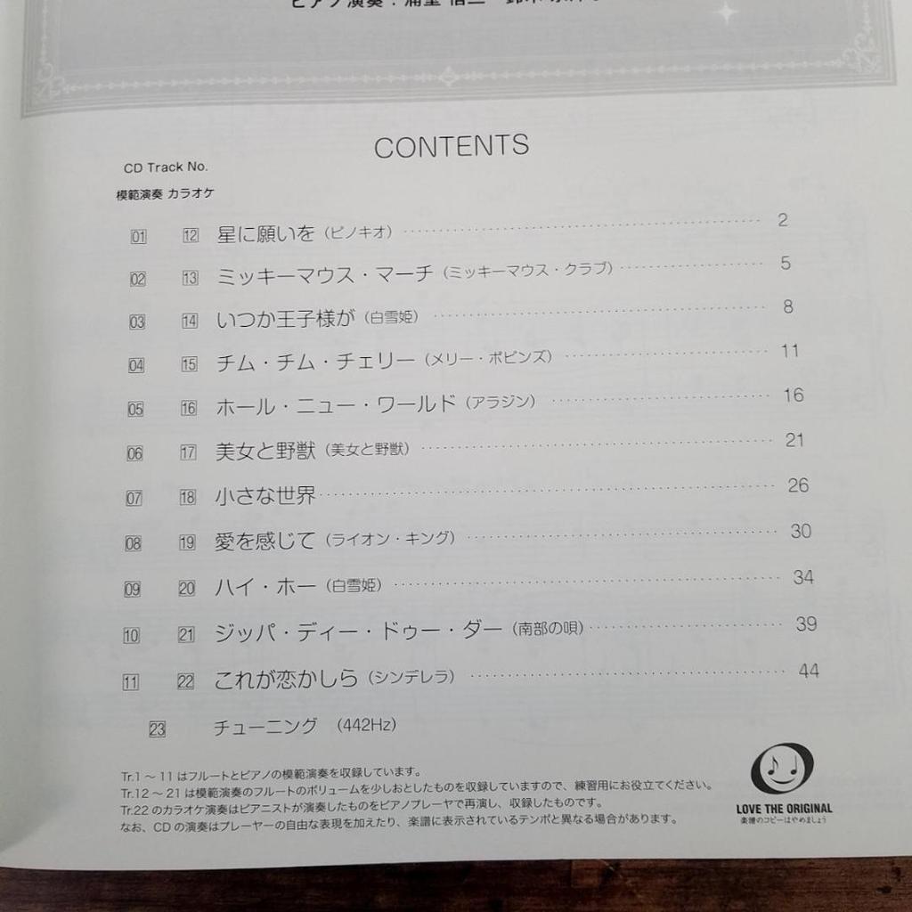 [USED] Flute Repertoire: Chiharu Tachibana's Disney Works Collection, with separate part score and model performance CD