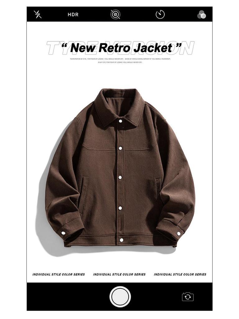 Retro Men's Lapel Jacket: Trendy, Loose-Fit, Plus Size Outerwear for Spring & Autumn