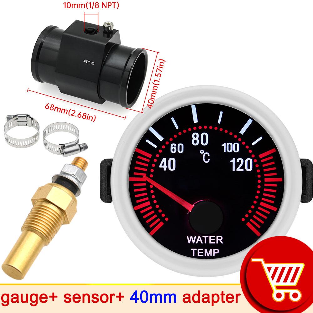 52mm Water Temperature Gauge 40~120 ℃ Water Temp Radiator Temperature Water Temp Joint Pipe Sensor 24MM ~ 40mm Hose Adapter