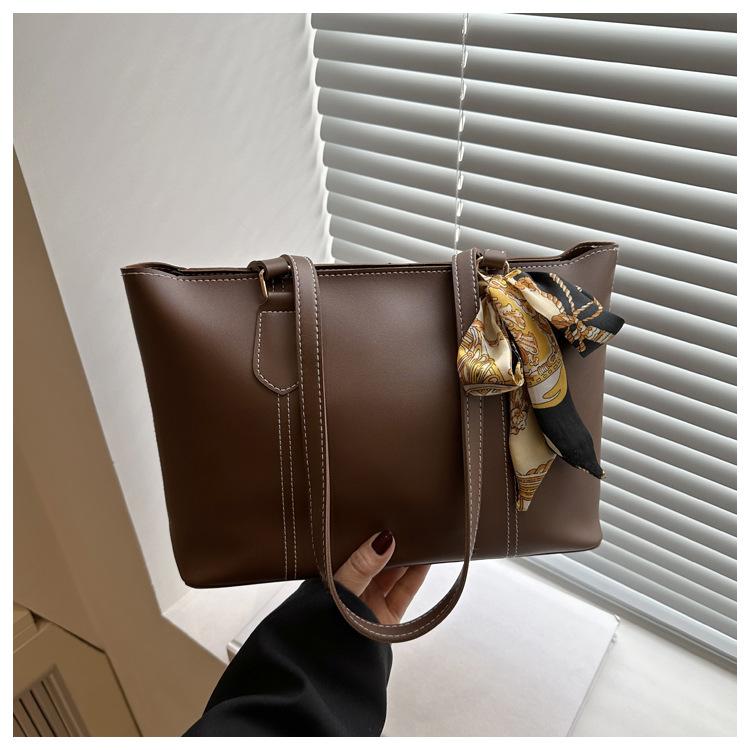 Niche Casual Tote Bag Simple Ins Solid Color Large-capacity Bag Women's Bag New Trendy Shoulder Bag Portable School Bag