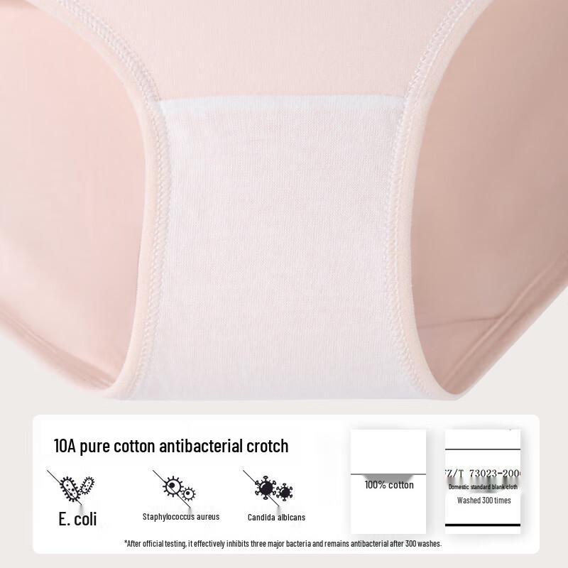 LANGSHA Women's Pure Cotton 10A Antibacterial Mid-Waist Briefs - 7 Pack