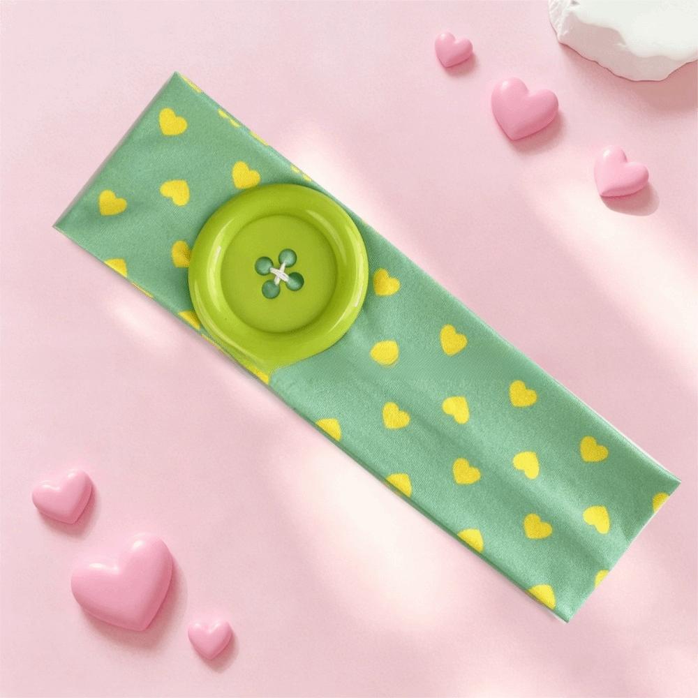 Large Button Elastic Hairband Colorful Heart Polka Dot Headband High Quality Button Hairband