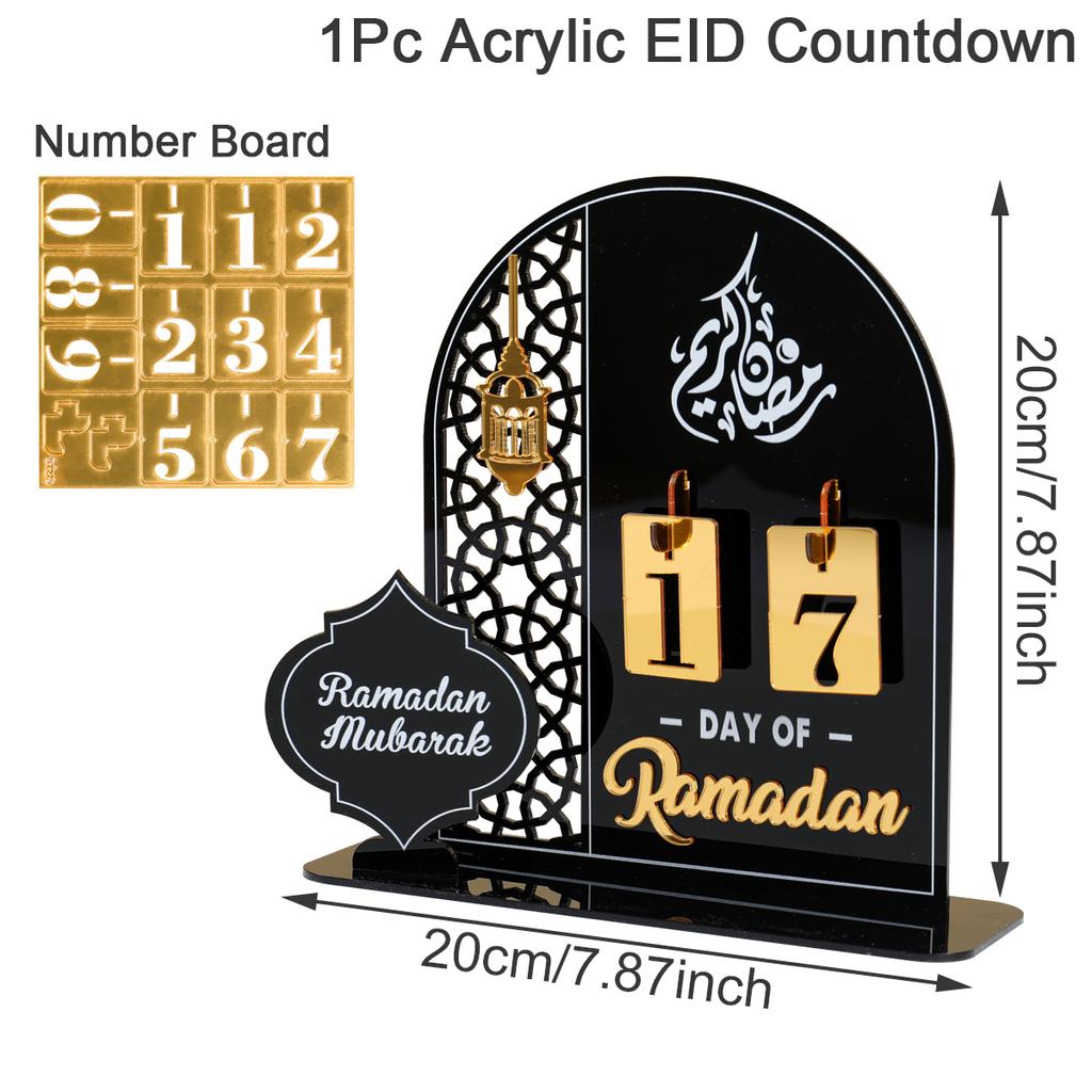 2024 Ramadan Countdown-Kalender Eid Mubarak Ornament Acryl Ramadan Kalender Muslim Party Dekoration Handwerk Eid Al-Adha Ornament