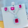 Xiaohongshu Red Corundum Jewelry Set: Pendant Necklace, Earrings & Ring