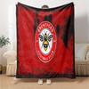 Brentford Football Club Logo Flannel Blanket, Soft Polyester, Modern Design, All-Season for Camping, Travel, Gifts for Holidays or Birthdays