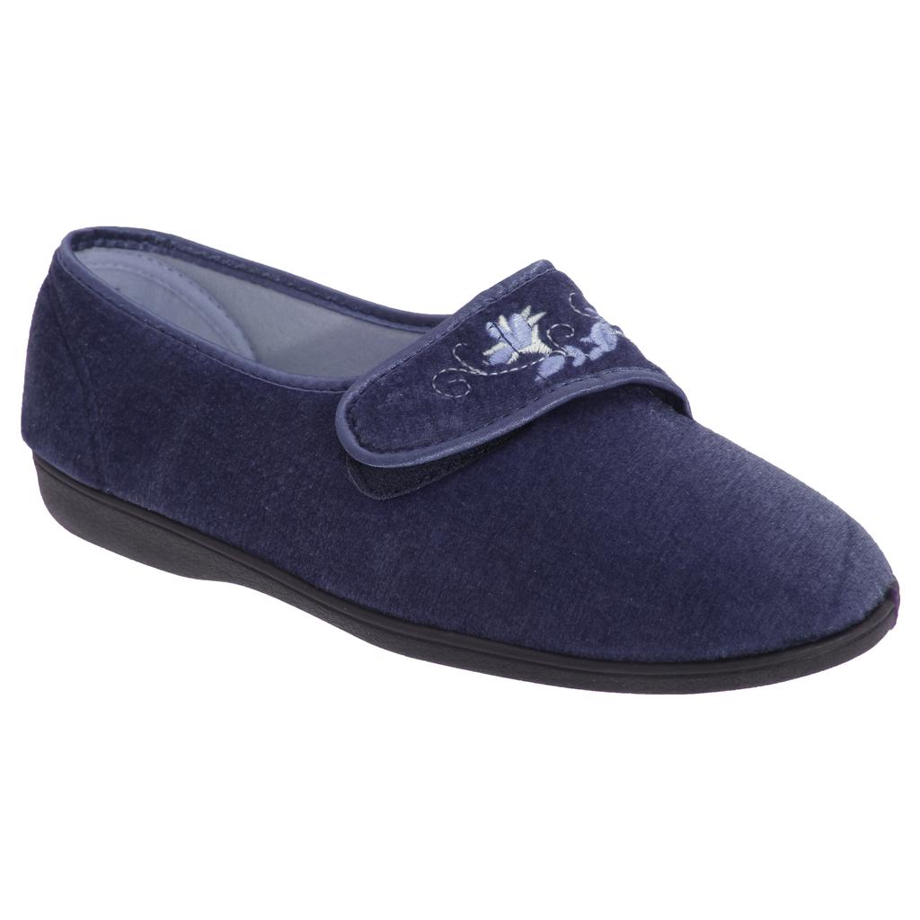 Sleepers Womens/Ladies Jolene Touch Fastening Embroidered Slippers