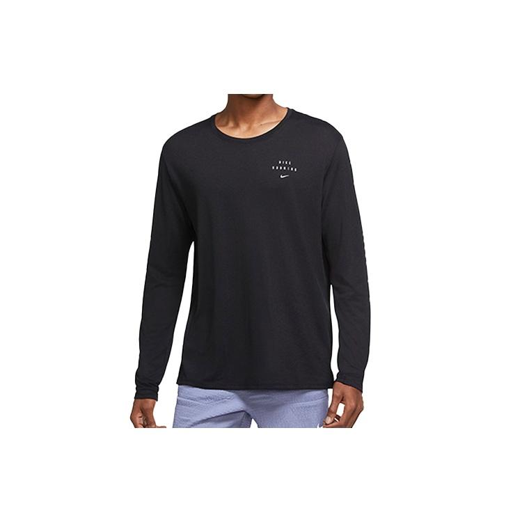 Nike Miler Run Reflective Quick Dry Running Long Sleeves Tops Black Men s CU7879-010 M
