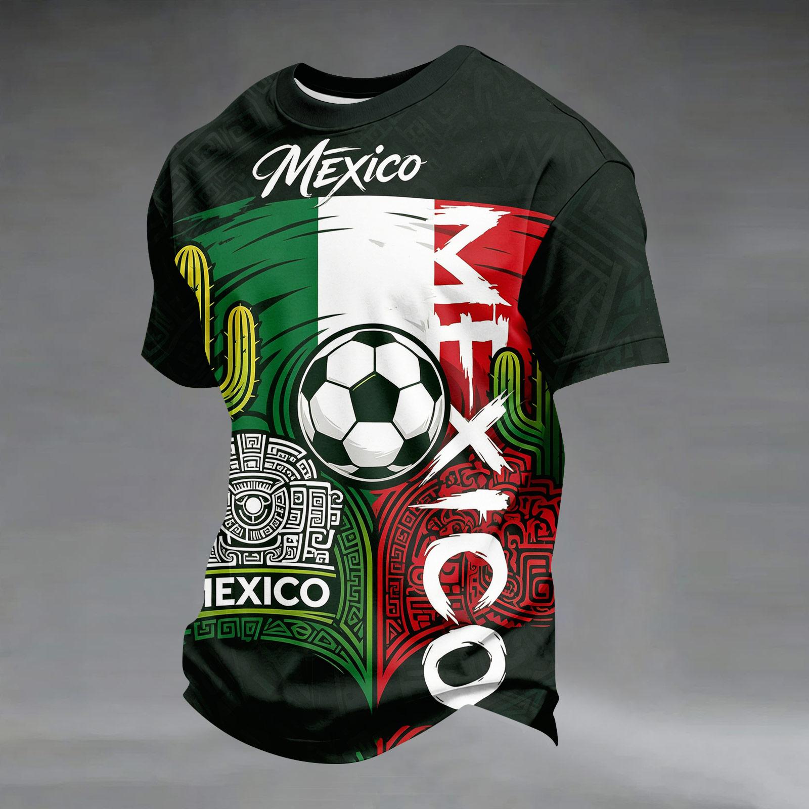 Men s Graphic T-Shirt with Mexico Print for Casual and Sports Wear L