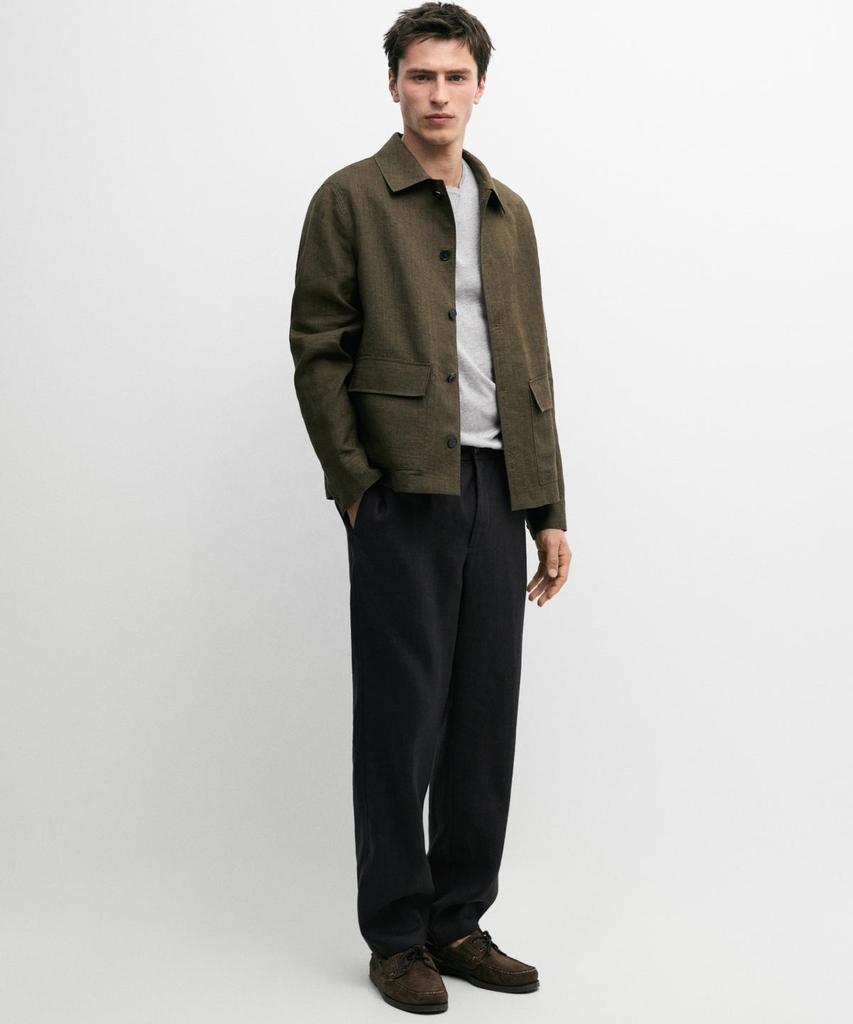 Massimo Dutti 100% Linen Pocket Overshirt
