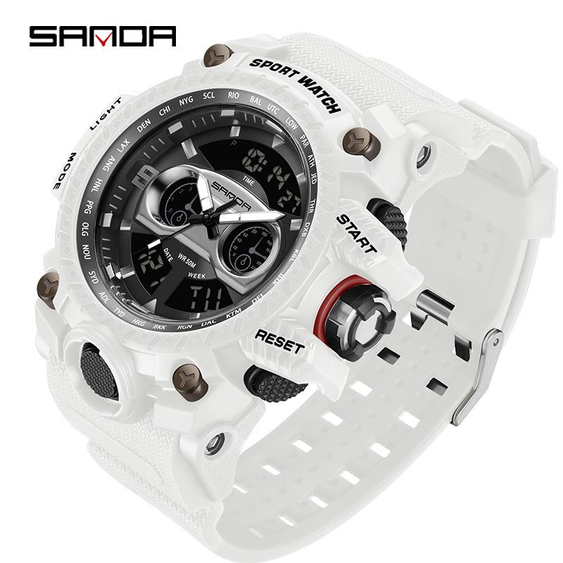 SANDA G Style New Men's Watches 50M Waterproof Sports Military Quartz Watch For Male LED Digital Electron Wristwatch Clock