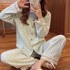 Pajamas women's spring and autumn imitation cotton high value fresh and sweet love women's long-sleeved trousers set loose loungewear