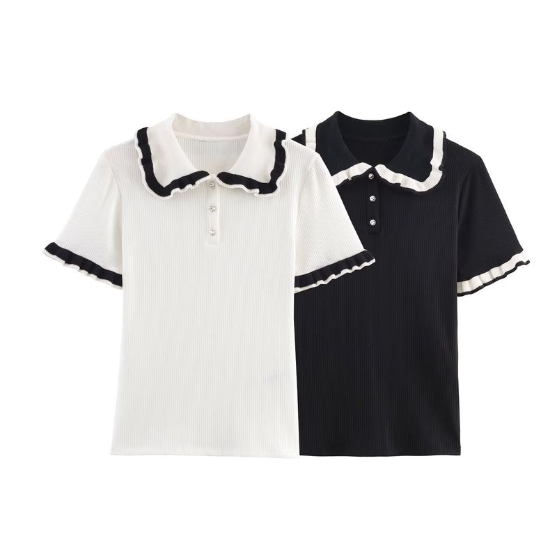 Kaslead New Arrival Women's Fashion Style Fashion All-Match Polo Shirt Collar Short Sleeve T-shirt 1058631