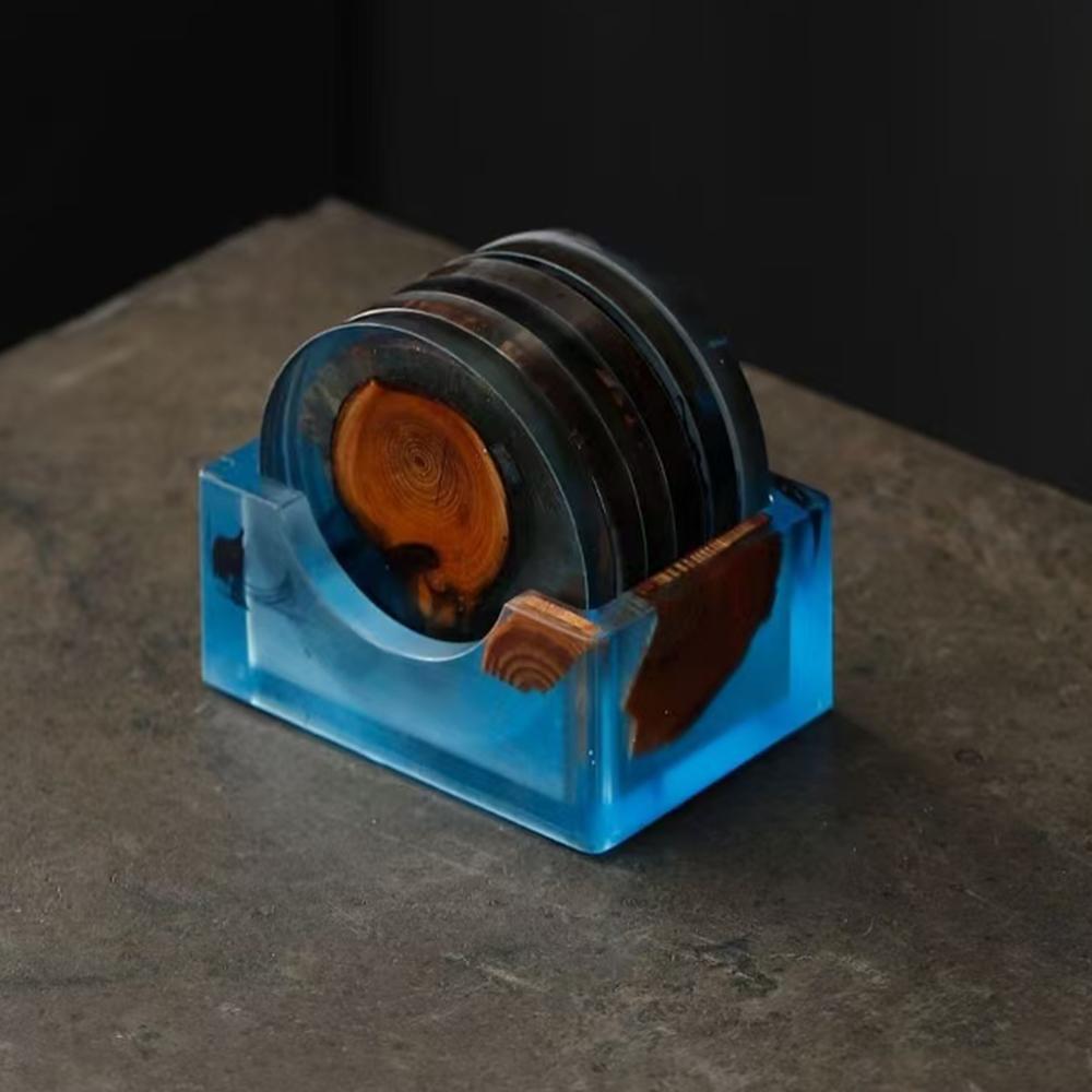 

Japanese style tea saucer, Resin pine wood tea cup pad, Anti-scald tea cup holder, Tea set accessories, 6pcs/set