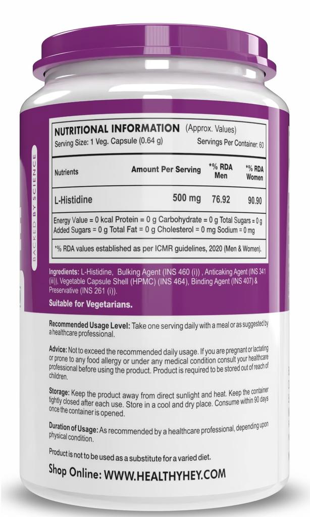 HealthyHey Nutrition L-Histidin 60 Kapseln