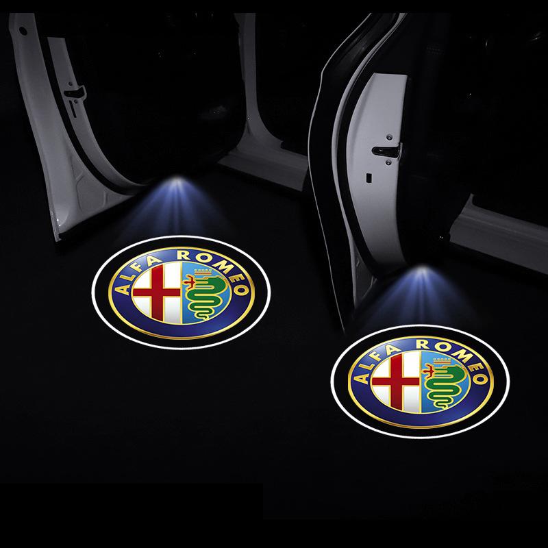 2Pcs Car Door Emblem Light LED Welcome Lamp Wireless Laser Projector For Alfa Romeo 147 159 156 Giulietta Giulia Mito Spider Alpha Nheadrest