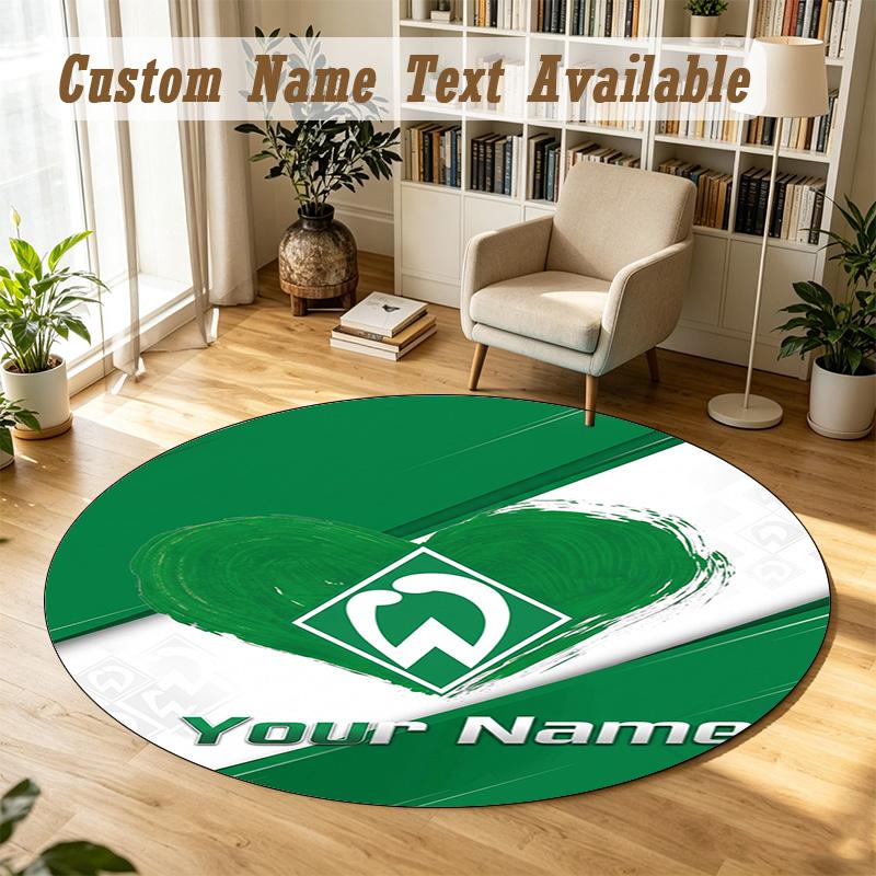 Round Rug Custom NameWerder Bremen FC Pattern Non Slip Carpet Home Floor Decor
