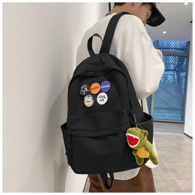 2024 New Korean Harajuku Ulzzang Middle School Students Schoolbag Simple Large-capacity Japanese Pure Color Campus Backpack