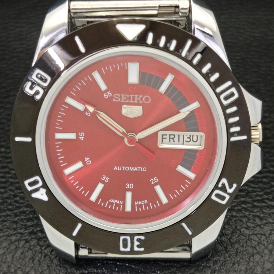 MĘSKI ODNOWIONY SEIKO 5 JAPAN 6309A AUTOMATYCZNY CZERWONY ZEGAREK NA RĘKĘ a426508-2