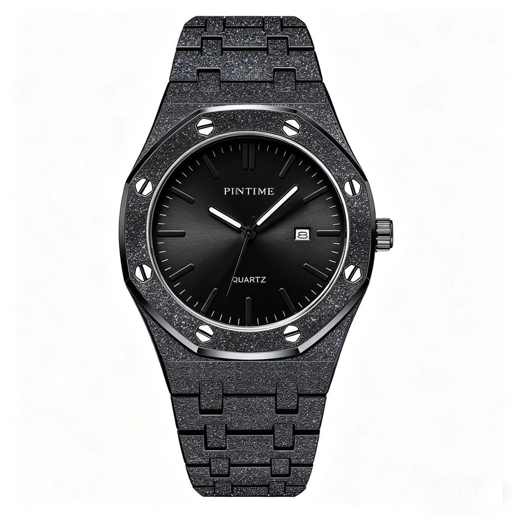 Mens Luminous Waterproof Watch Octagonal Analog Quartz Wrist Watch with Date Display