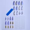 24-piece Almond-shaped Lace-edged Gold-plated Purple Gradient 3D Gel High-end Wearable Fake Nails