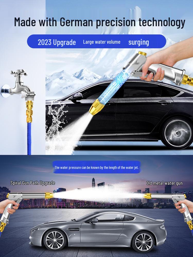 High-Pressure Car Wash Water Gun with Telescopic Hose and Powerful Nozzle for Home Use